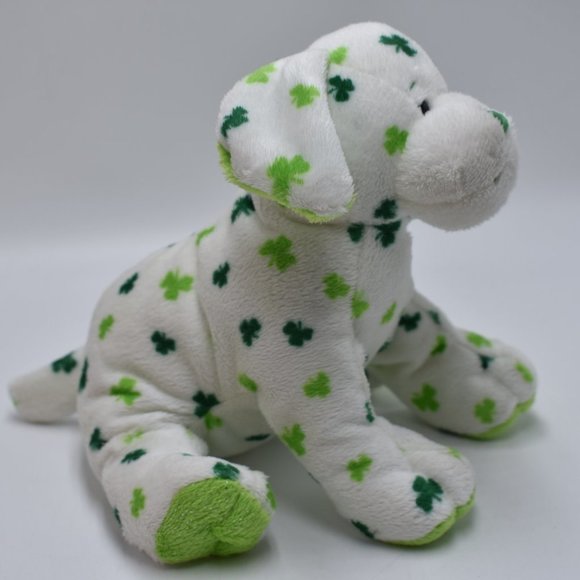Ganz Webkinz Clover Puppy Dog White Green Shamrock Plush Stuffed Animal No Code - Picture 6 of 7